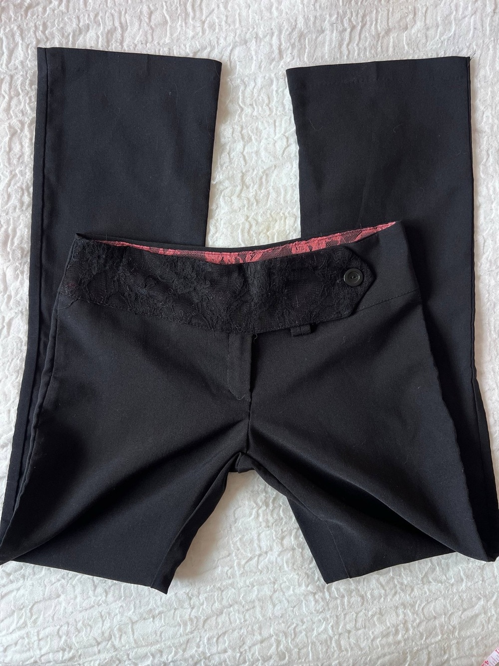 Thrill Flare Pants in Black with lace trim